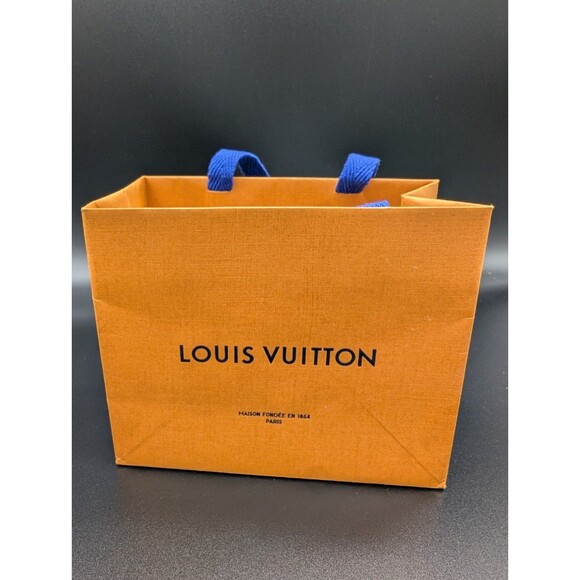 LOUIS VUITTON Rare Mini Shopping Orange Paper Gift Bag  5.5” x 4.5” x 3” EUC - Picture 1 of 9